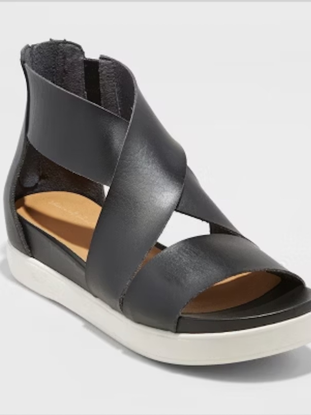 BNIB UNIVERSAL THREAD BLACK Women's Hummingbird Ankle Strap Sandals BACK ZIP